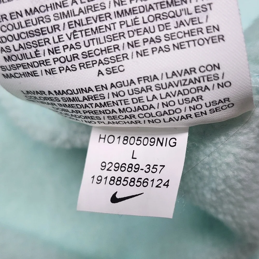 Nike Therma Just Do It Sweatshirt Women's L Igloo White Mint Green Soft Oversize